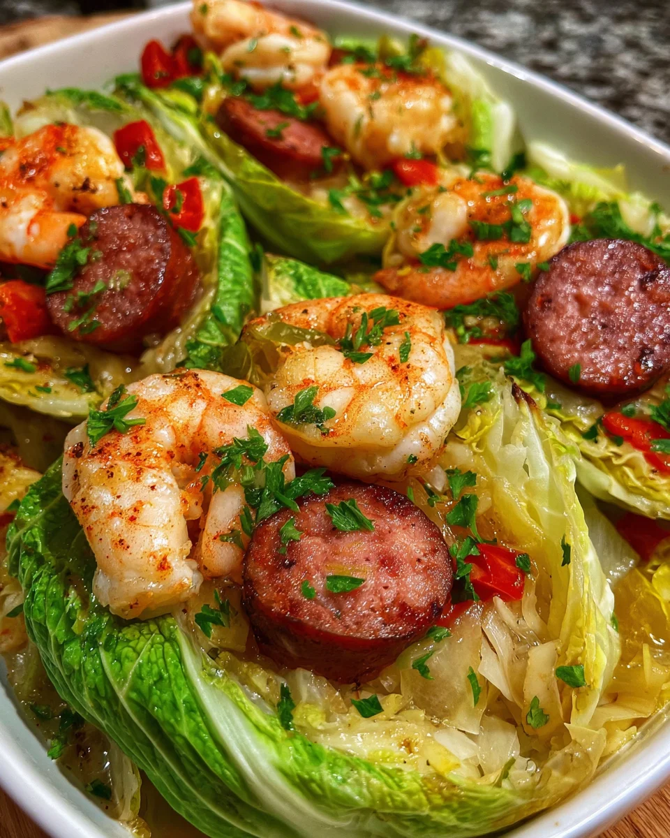 Keto Cajun Shrimp Sausage Cabbage