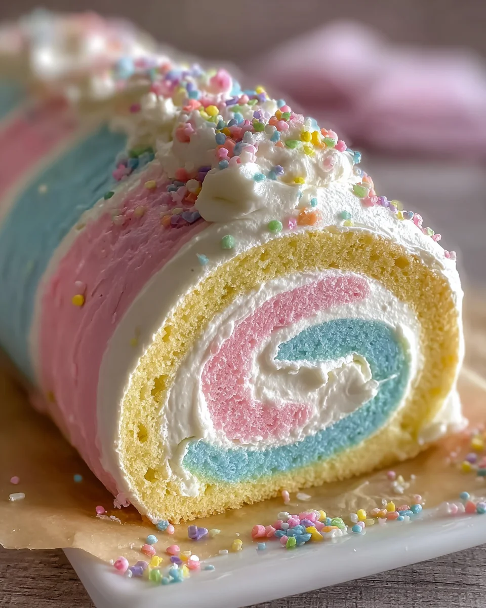 Easter Pastel Striped Cake Roll
