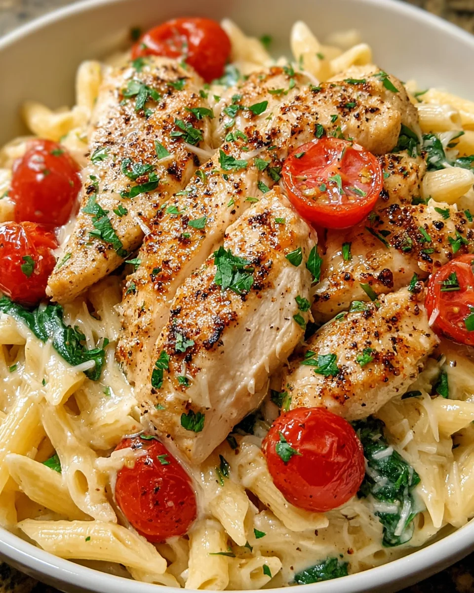 Crockpot Garlic Parmesan Chicken Pasta