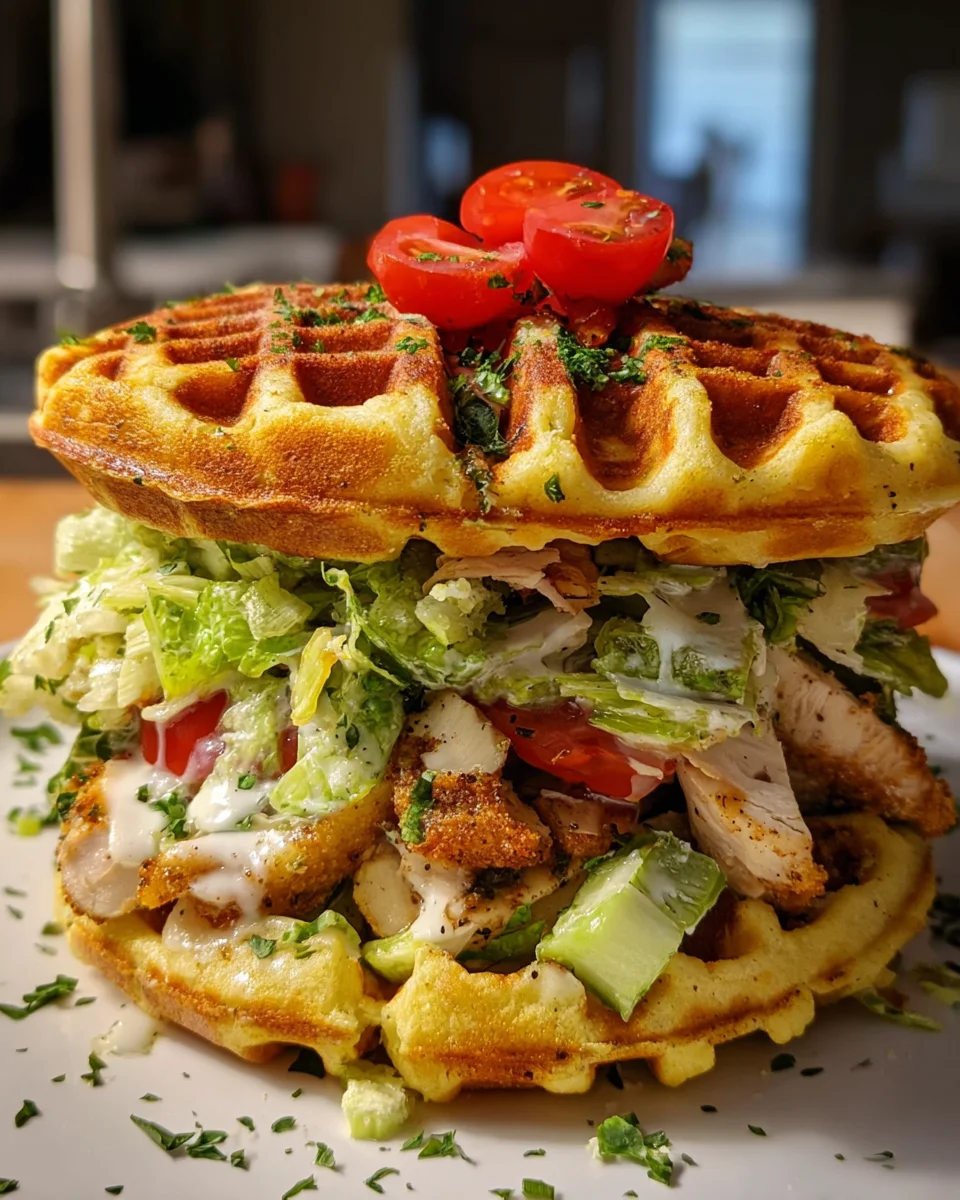 Chicken Caesar Waffle Sandwich