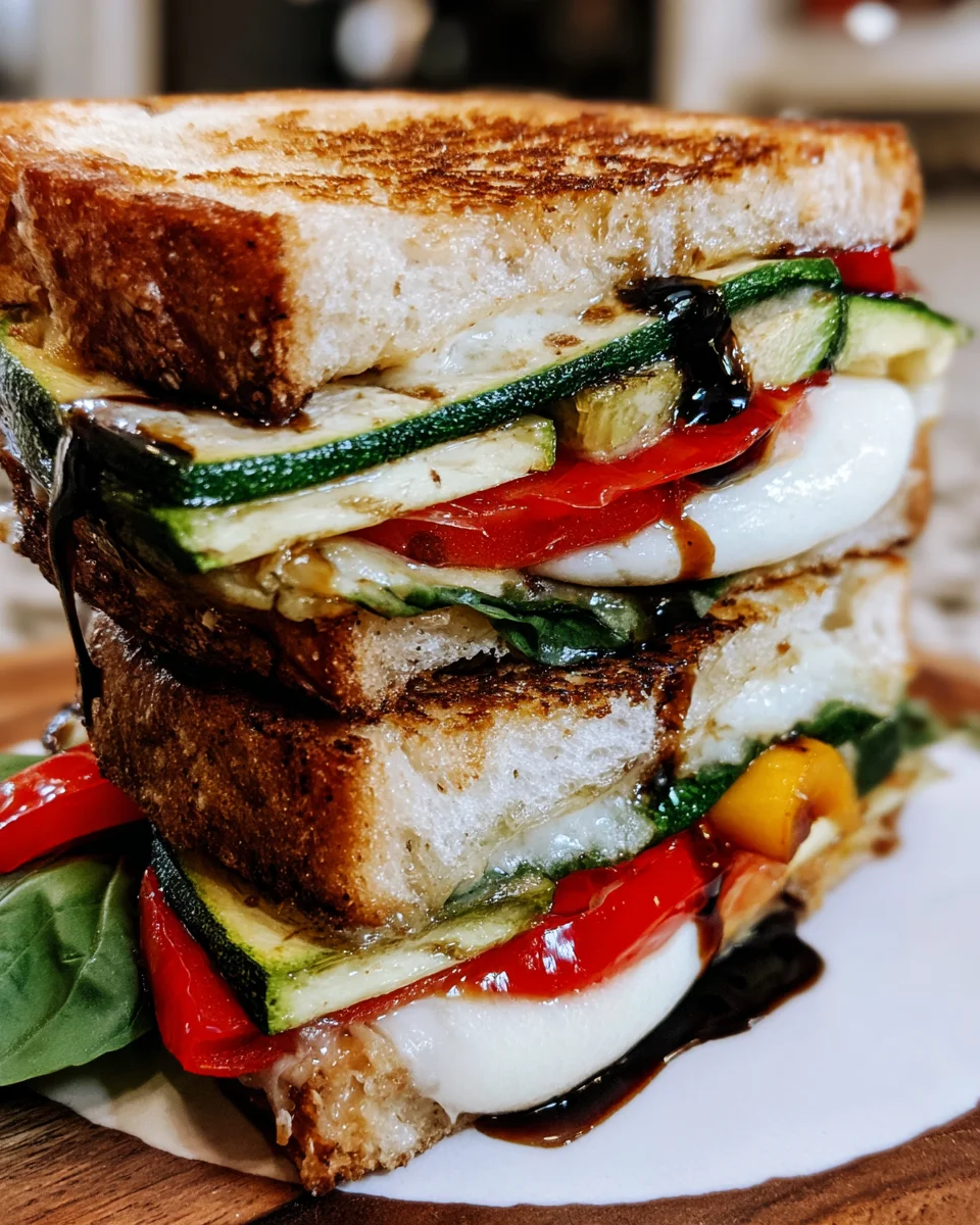 Roasted Veggie Caprese Grilled Cheese
