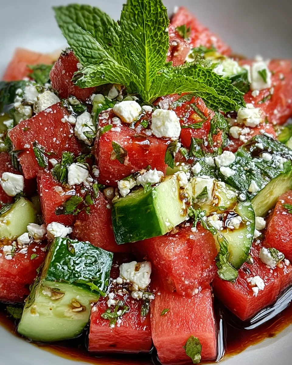 Watermelon Feta Cucumber Salad