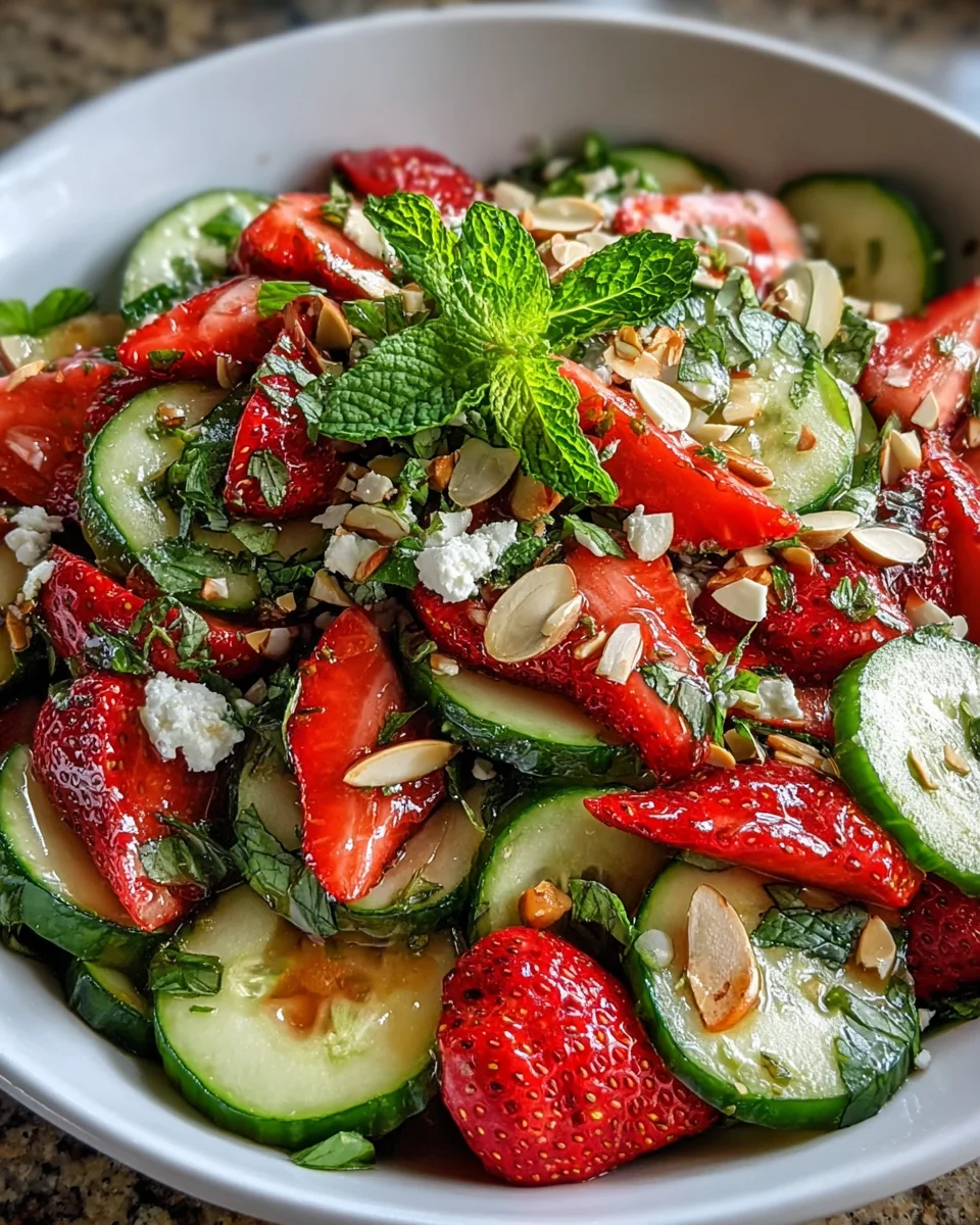 Cucumber Strawberry Mint Salad