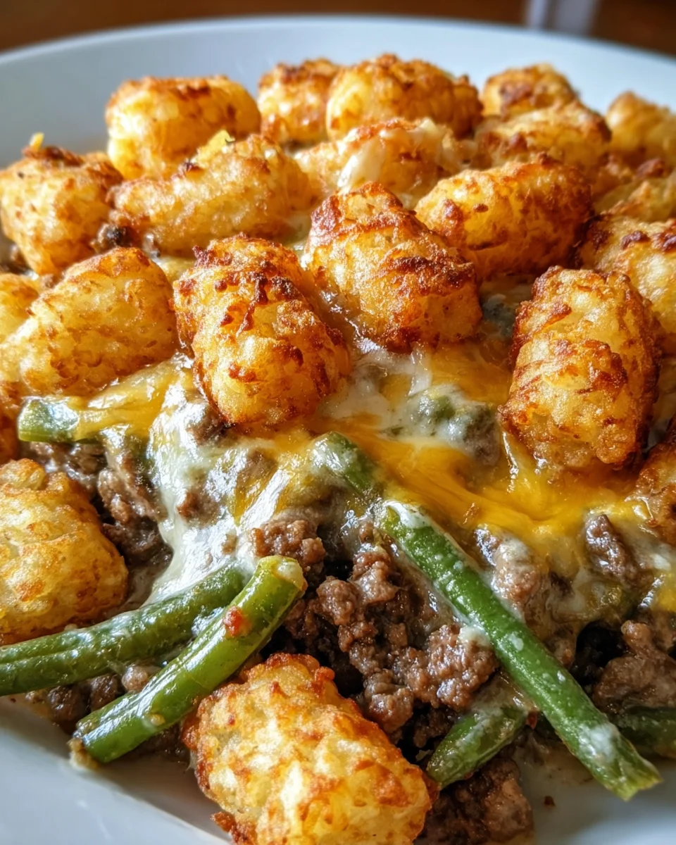 Tater Tot Hamburger Green Bean Casserole