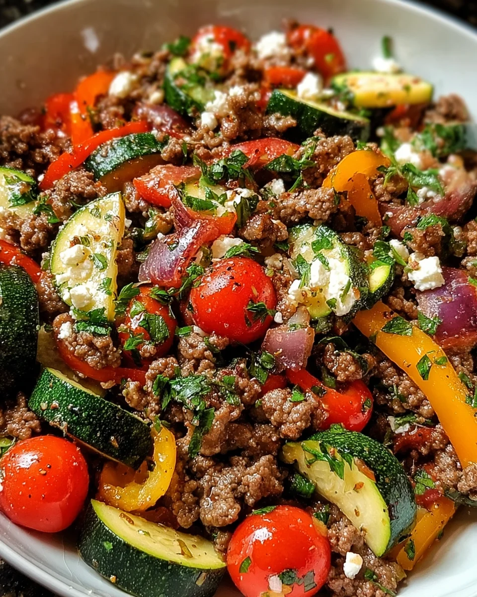 Vegetables Mediterranean Ground Beef Stir Fry